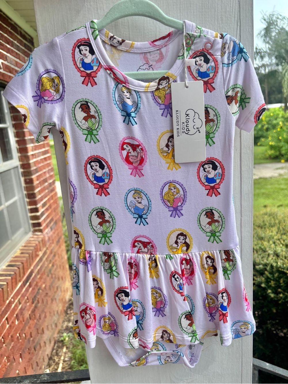 kloudy kids 18-24m disney princess bamboo twirl bodysuit dress nwt